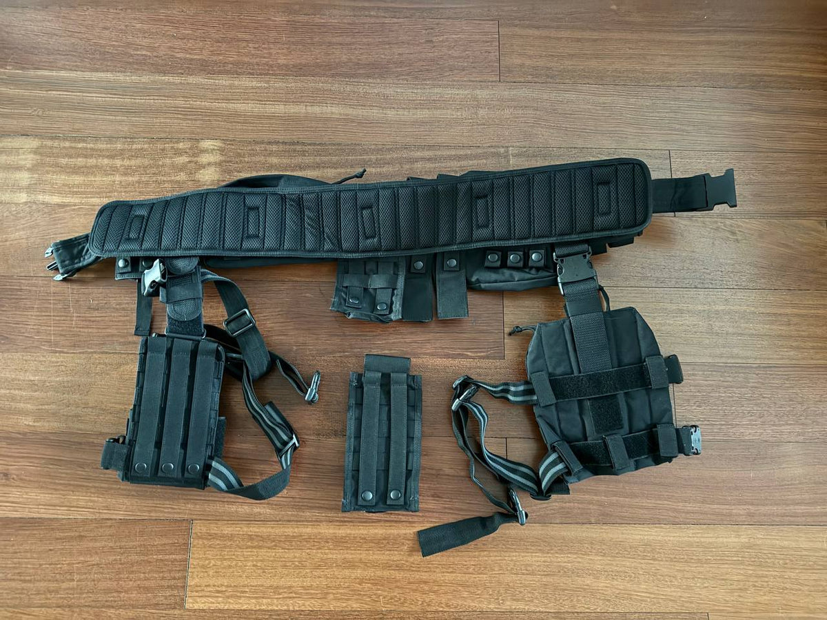 J-Tech Tactical Battle Belt + Extra Pouches Set - Black