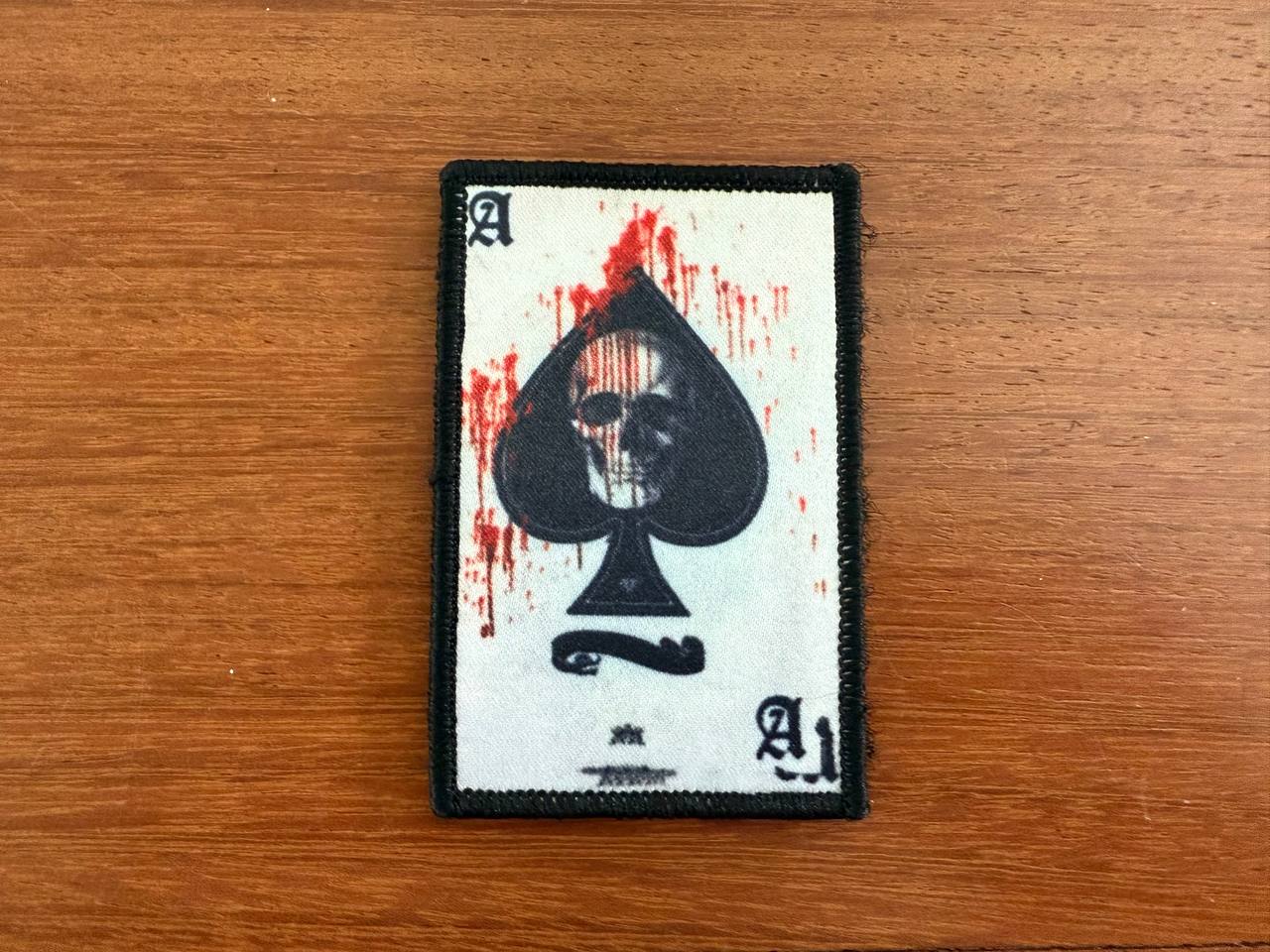 Russian Ace of Spades Skull Blood Splatter Badge - Military Patch