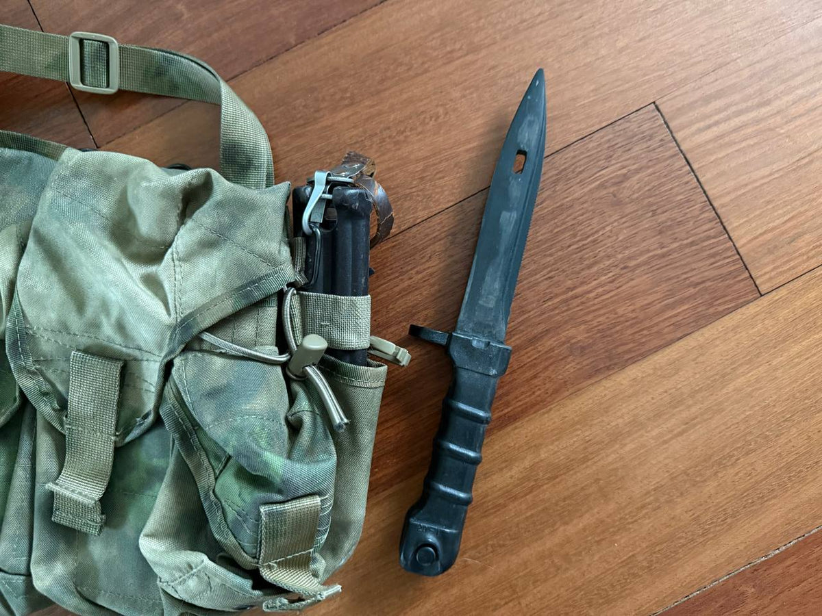 Russian SSO Smersh AK Vest  + Radio Pouch + Training Knife - Atacs-FG Camo