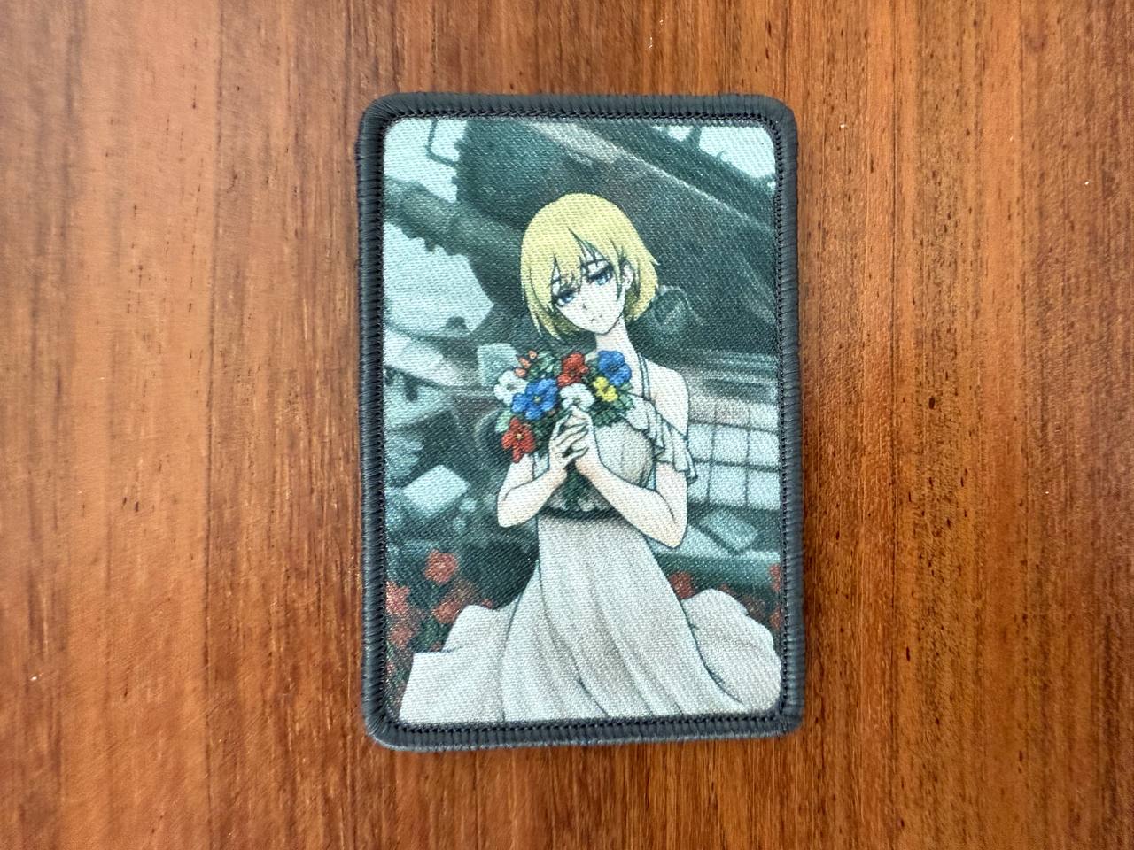 Russian Anime Girl with Flowers Badge - Military Patch