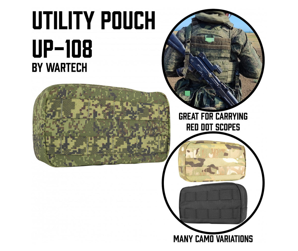 Russian Wartech UP-108 Horizontal Utility Pouch - A-TACS FG Moss Camo
