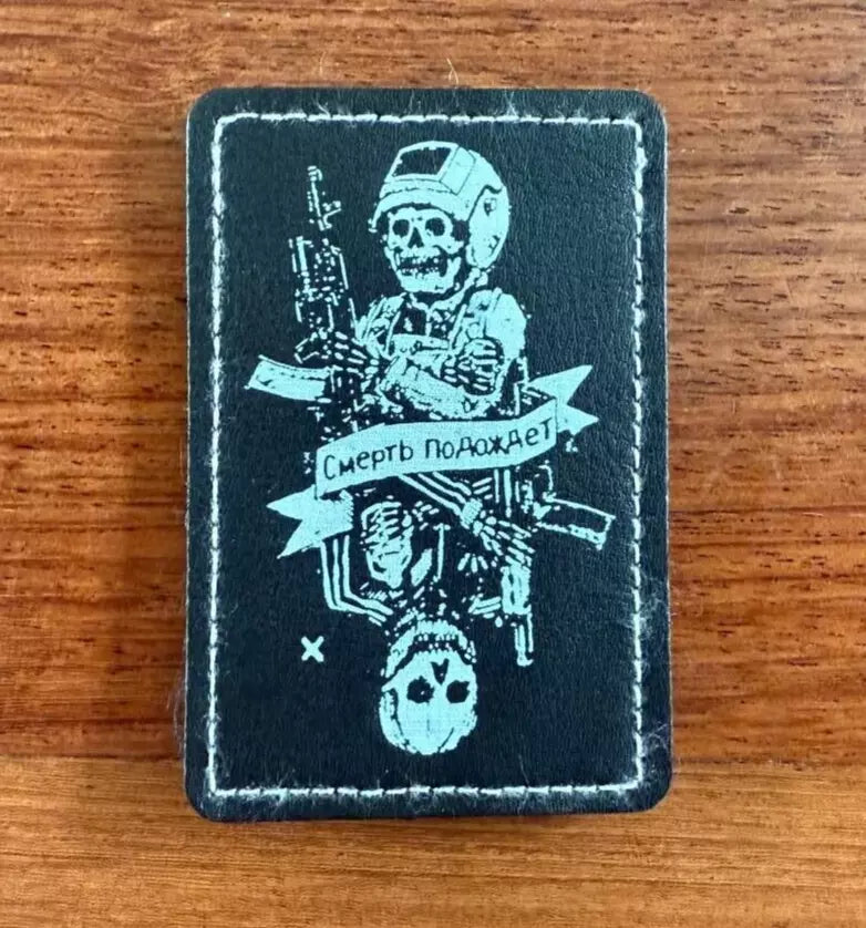 "Death Waits" Tactical Leather Badge - Russian Army Military Patch