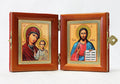 Russian Orthodox Folding Icon Dyptich 3.15x3.55in/6.3x3.55in "Jesus Christ The Pantocrator and Theotokos, Our Lady Of Kazan"