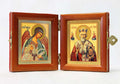 Russian Orthodox Folding Icon Dyptich 3.15x3.55in/6.3x3.55in "Saint Nicholas The Wonderworker (Nicholas of Myra) and Angel the Keeper"