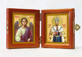 Russian Orthodox Folding Icon Dyptich 3.15x3.55in/6.3x3.55in "Saint Emperor Nicholas II Romanov and Angel the Keeper"
