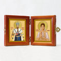 Russian Orthodox Folding Icon Dyptich 3.15x3.55in/6.3x3.55in "Saint Emperor Nicholas II Romanov and Saint Empress Alexandra Romanova"