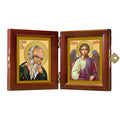 Russian Orthodox Folding Icon Dyptich 3.15x3.55in/6.3x3.55in "Saint Venerable John the Silent and Angel the Keeper"