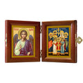 Russian Orthodox Folding Icon Dyptich 3.15x3.55in/6.3x3.55in "Saint Emperor Nicholas II Romanov and His Family, and Angel the Keeper"