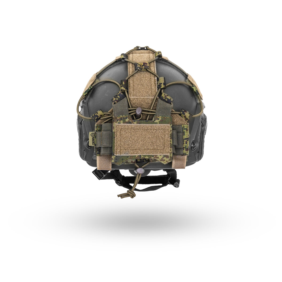 Russian MBC Gear - Universal Helmet Module - EMR (Digital Flora) shown from the rear, featuring a digital flora camouflage pattern and modular attachment points for tactical gear.