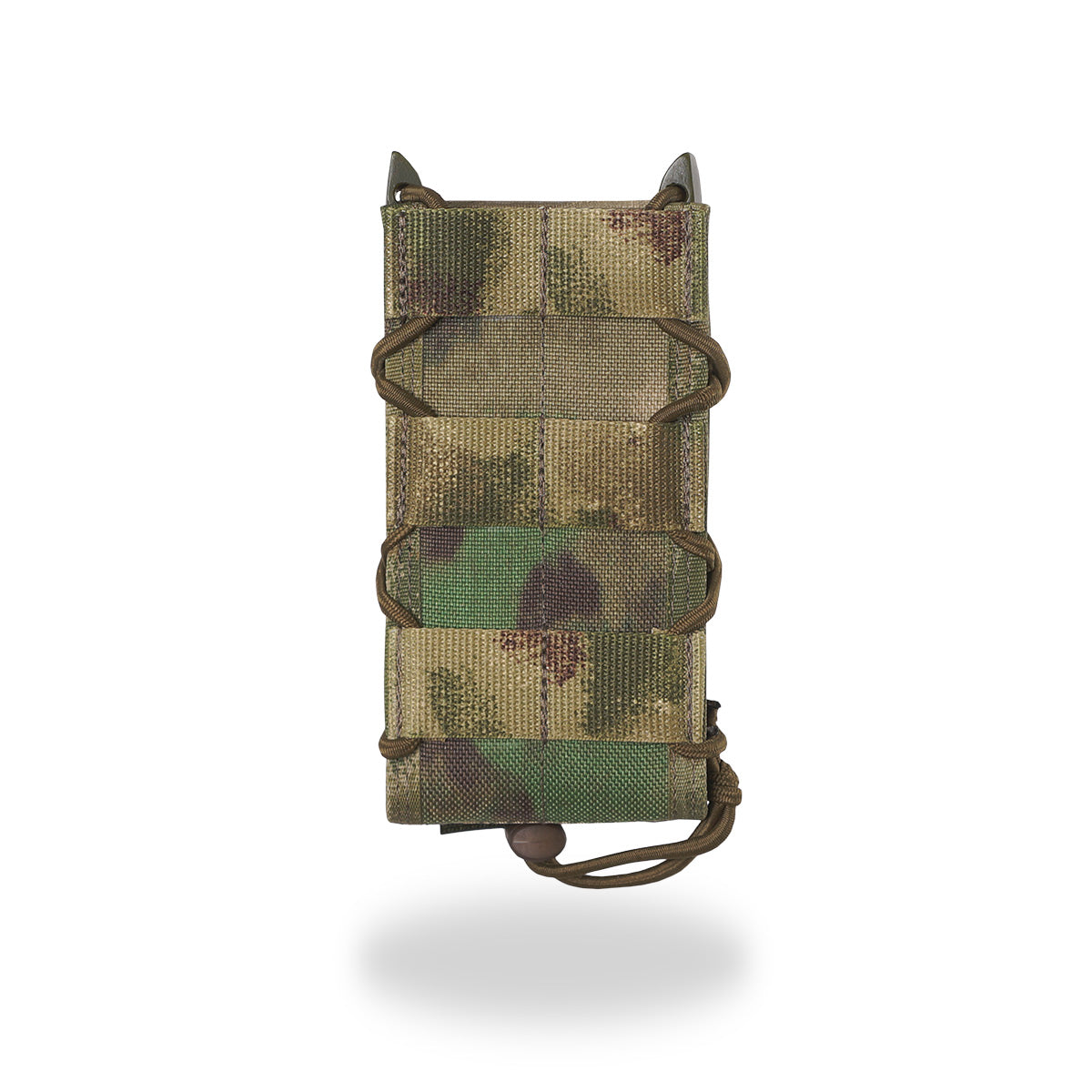 Russian MBC Gear Elongated Open-Top Rifle Magazine Pouch - A-TACS FG camouflage pattern with adjustable bungee retention and durable nylon construction, designed for secure magazine storage.